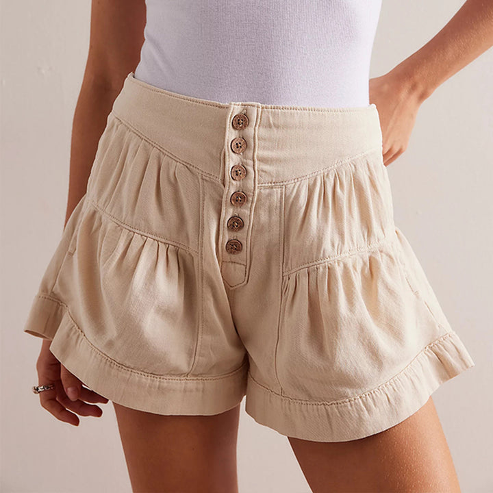 Casual women's shorts with button details and elastic waistband Lune London