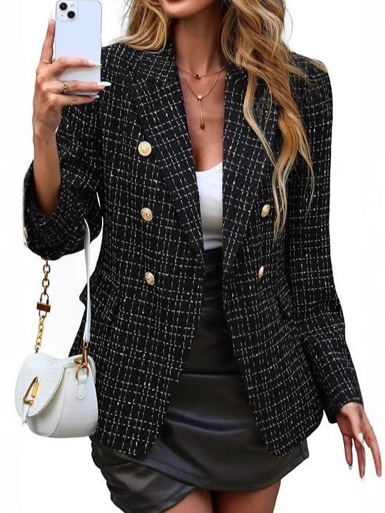 Tweed blazer for women with double-breasted buttons Lune London