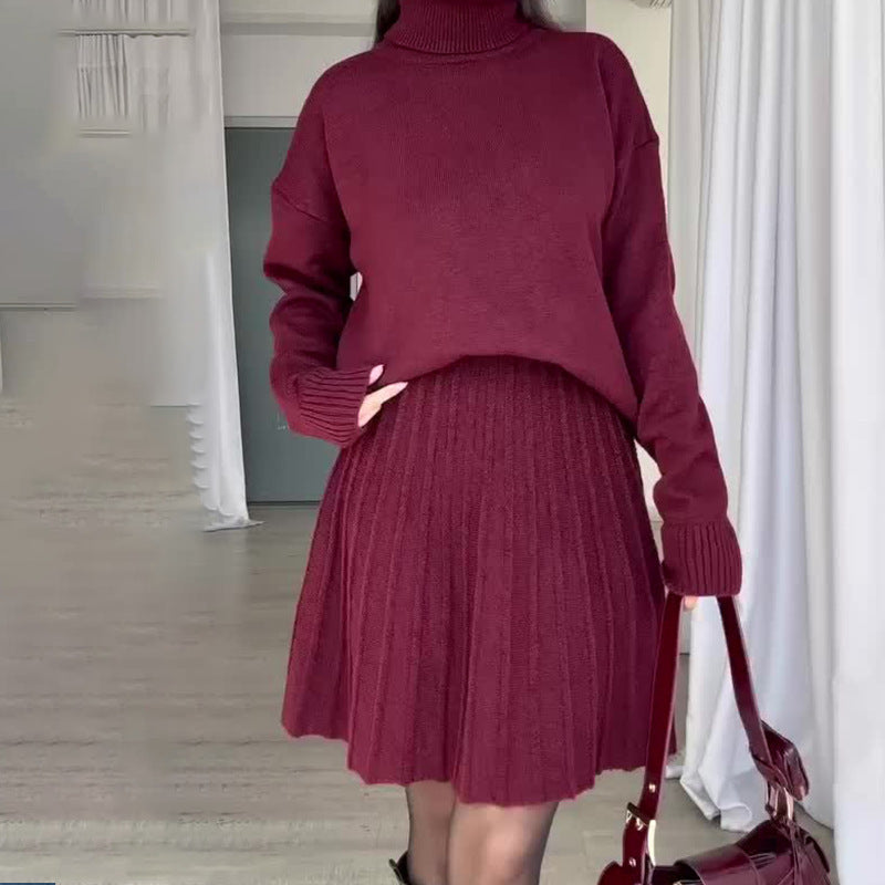 Knit dress for women with turtleneck and ribbed details Lune London