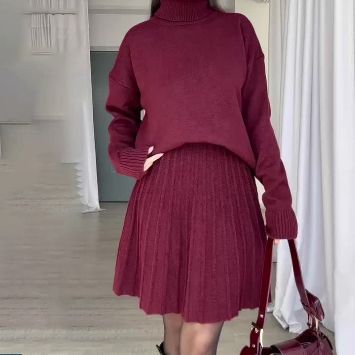 Knit dress for women with turtleneck and ribbed details Lune London