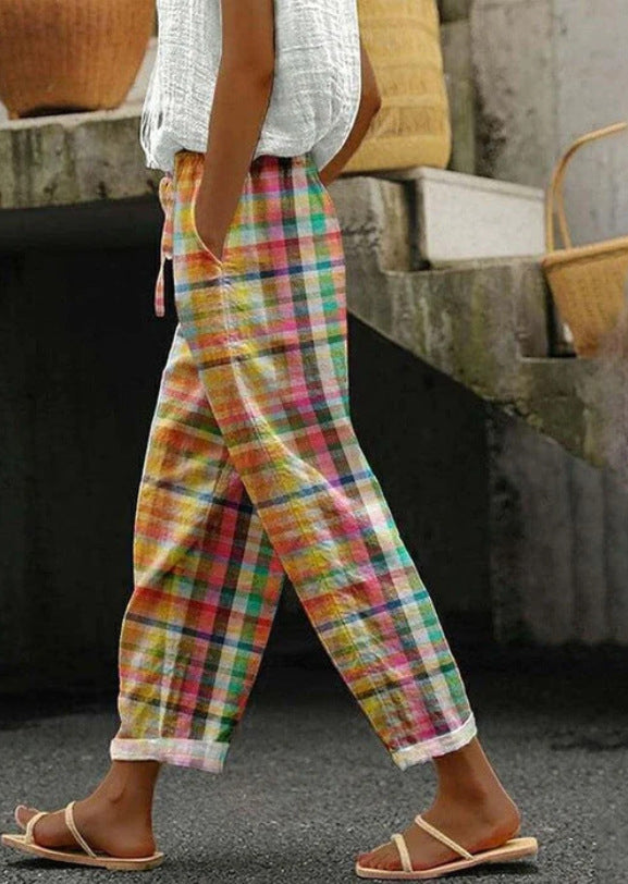 Pantalons d'été à carreaux pour femmes Chic & Stil