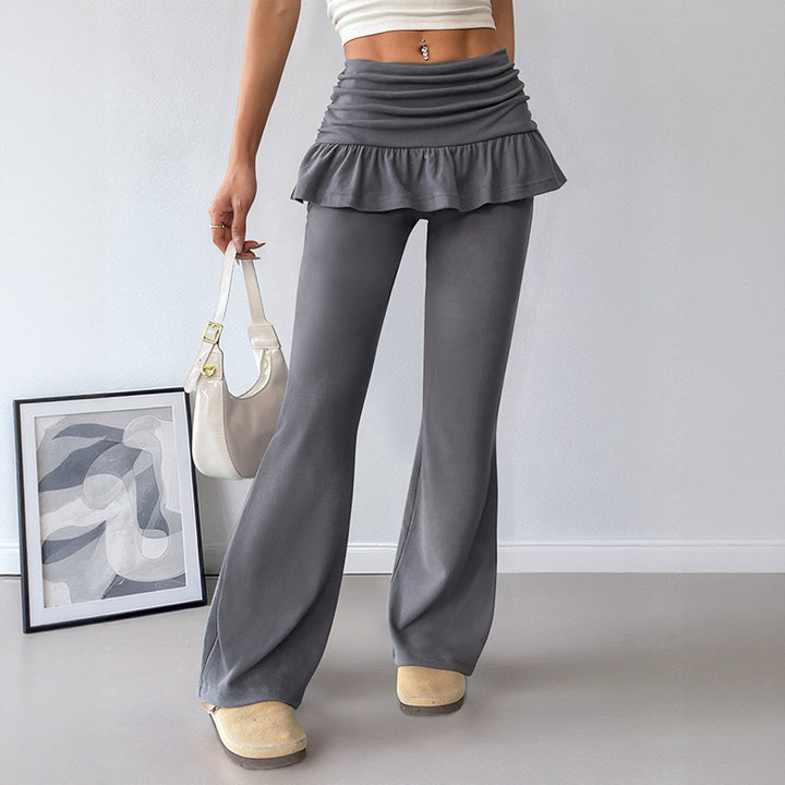 Women's leisure trousers with a frill belt and wide leg Lune London