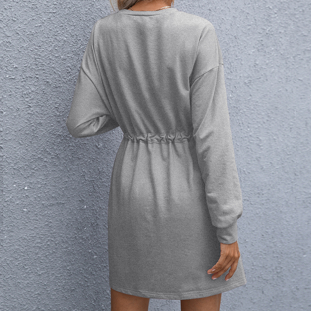Casual sweatshirt dress for women with practical lace-ups at the waist and side pockets Lune London