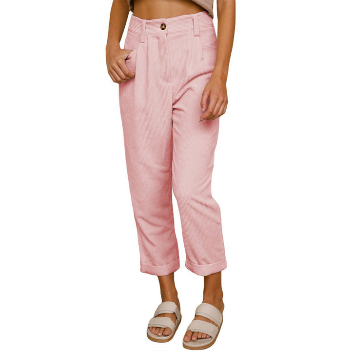 Wide corduroy pants for women with decorative pleats and practical pockets Lune London