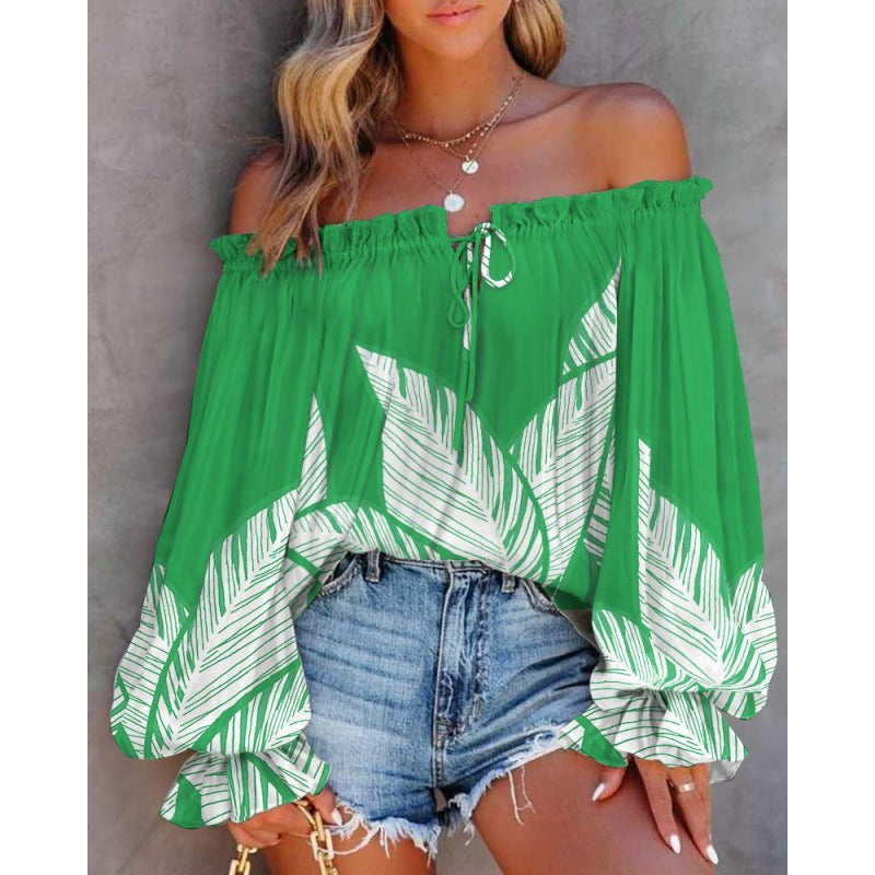 Woman Blouse Batik Off-Shoulder Lune London