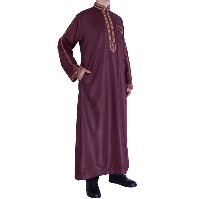 Men's long traditional dress with decorative embroidery and elegant button placket Lune London