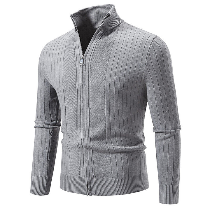Men's knitted sweater with modern zipper and ribbed structure Lune London