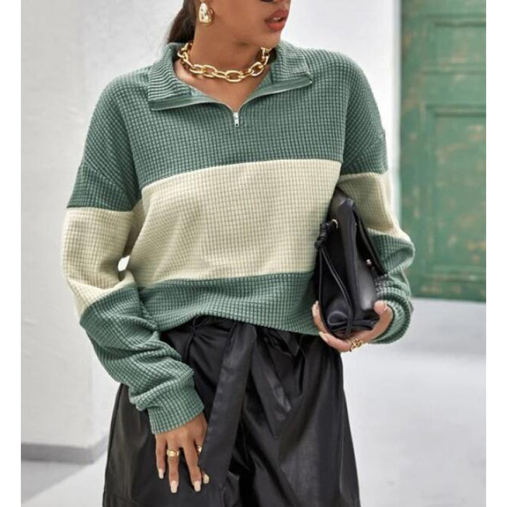 Sweat femme avec fermeture éclair et rayures en bloc Chic & Stil