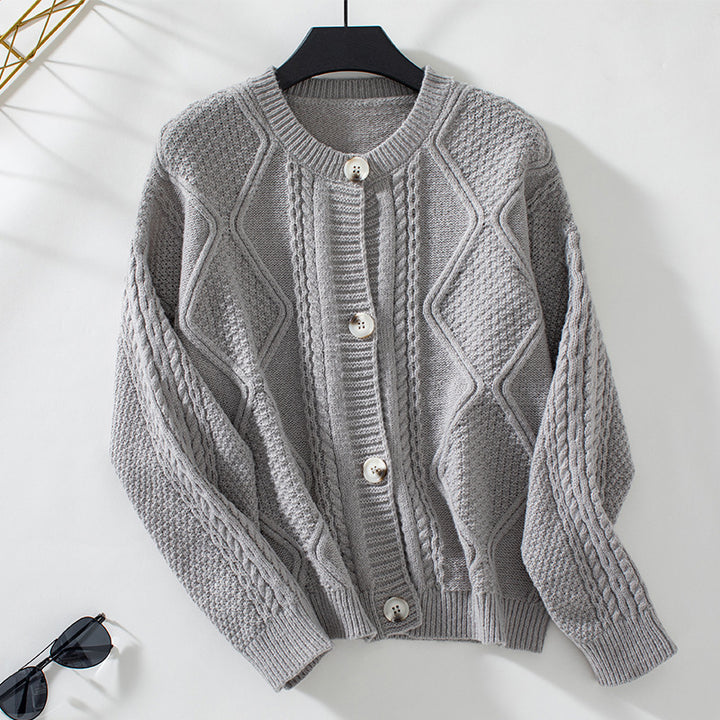 Women's knitted jacket with decorative structure and buttons Lune London