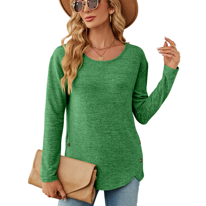 Women casual long sleeve top with modern button details Lune London
