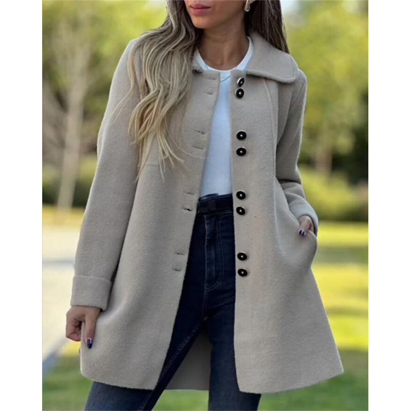 Lune London | Coat - Wool - Structured Fit - Wide Collar - Button Closure - Mid-Length