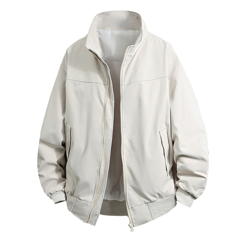 Transitional jacket for men with high collar and practical zippered pockets Lune London