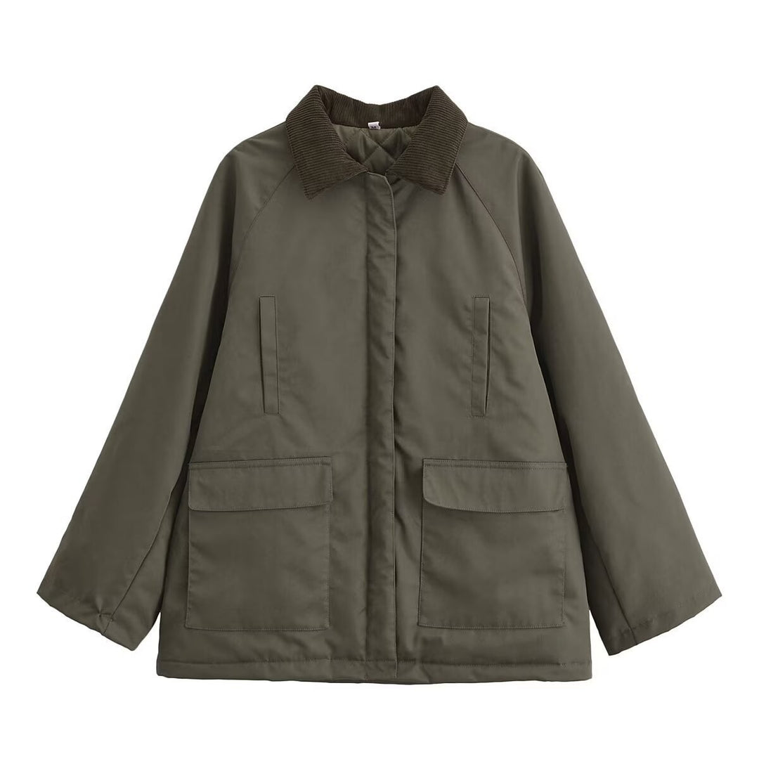 Transitional women's jacket with high collar and practical pockets Lune London