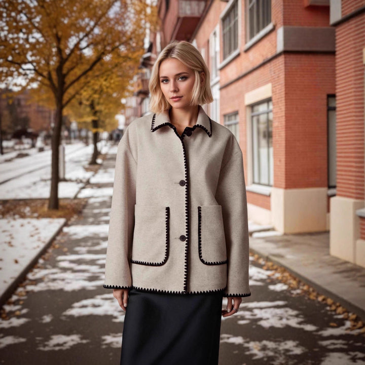 Wool jacket for women with contrasting details and large pockets Lune London