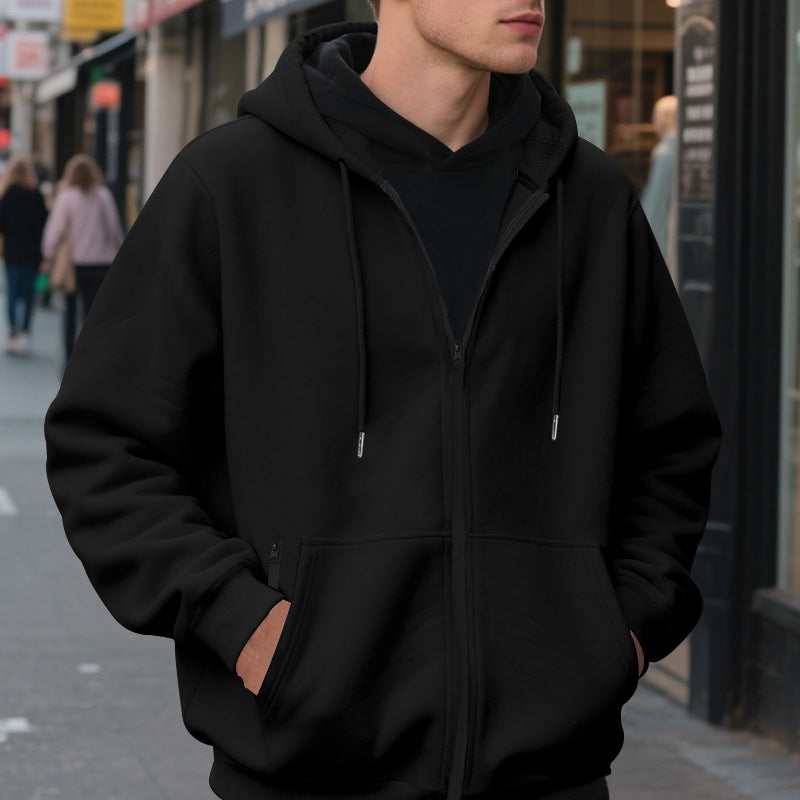 Men's zip hoodie with practical pockets and breathable fleece interior Lune London