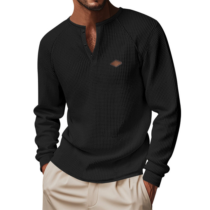 Men's long-sleeve Henley shirt with textured surface Lune London