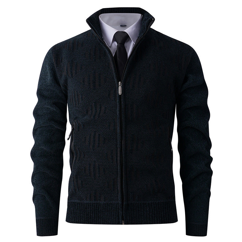 Men's knitted jacket with structured design and modern zipper Lune London