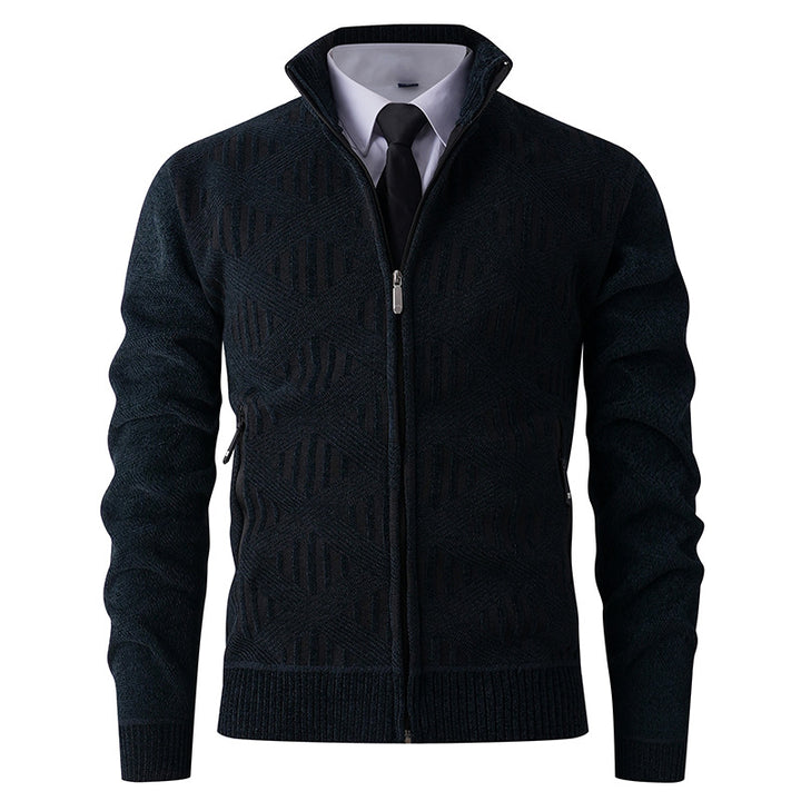 Men's knitted jacket with structured design and modern zipper Lune London