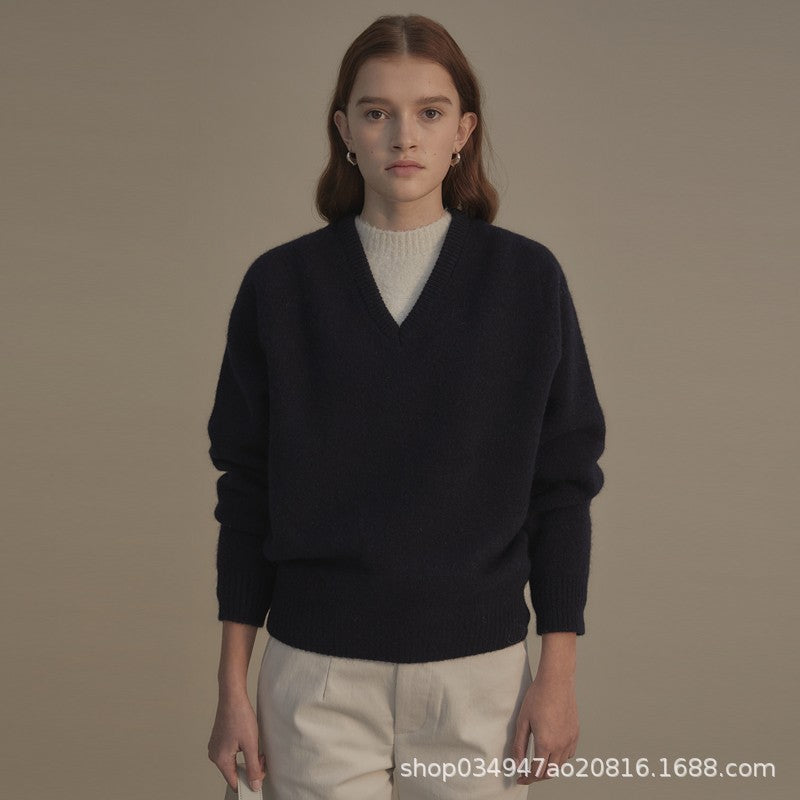 Pull à col V en tricot doux de haute qualité pour femmes Chic & Stil