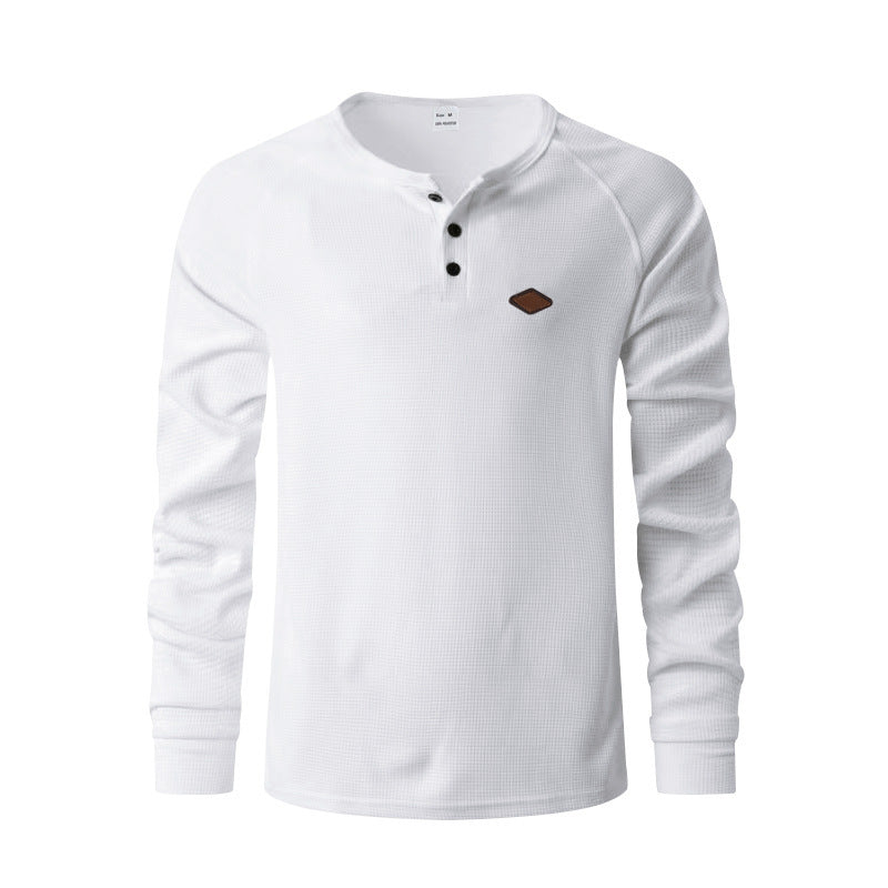 Men's long sleeve t-shirt with button placket and cotton blend Lune London