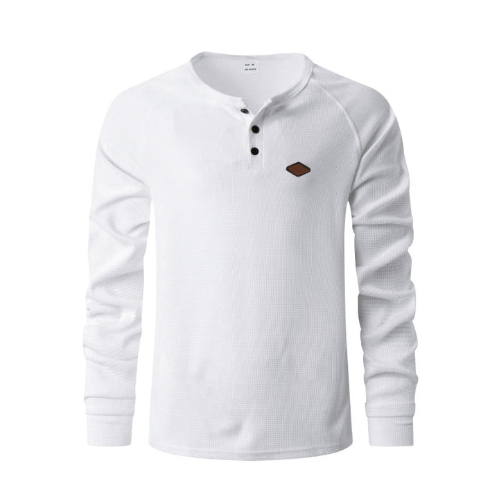 Men's long sleeve t-shirt with button placket and cotton blend Lune London