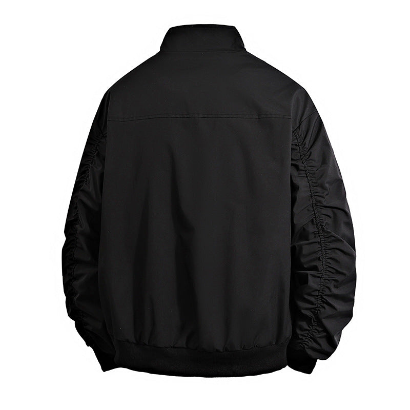 Transitional jacket for men with high collar and practical zippered pockets Lune London