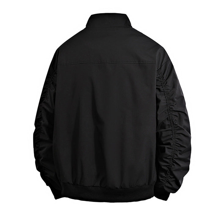Transitional jacket for men with high collar and practical zippered pockets Lune London