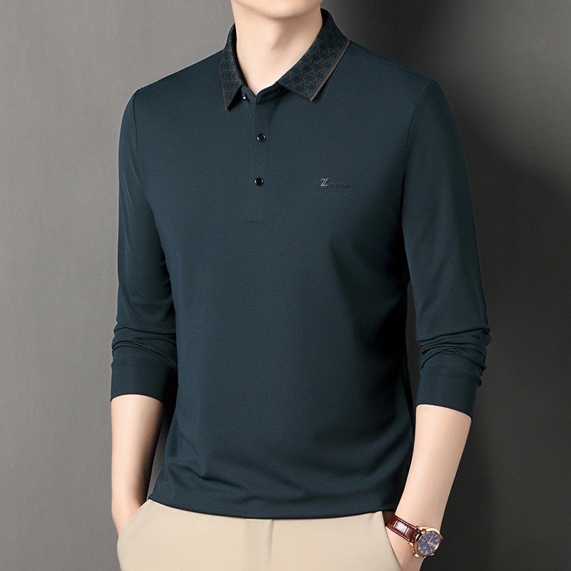 Men's Long Sleeve Polo with Structured Collar and Functional Design Lune London