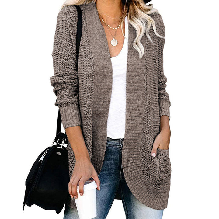 Knitted jacket for women with open front and practical pockets Lune London