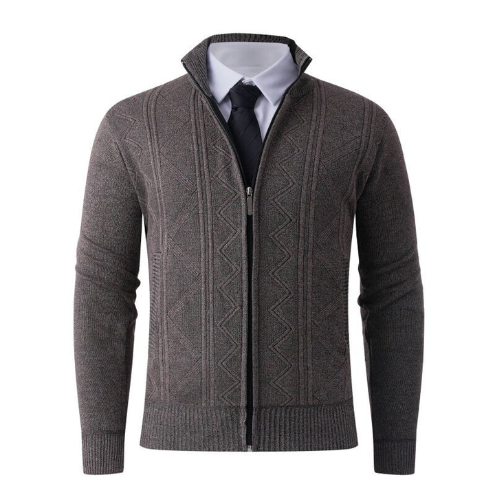 Men's knit jacket with modern zipper and elegant patterns Lune London