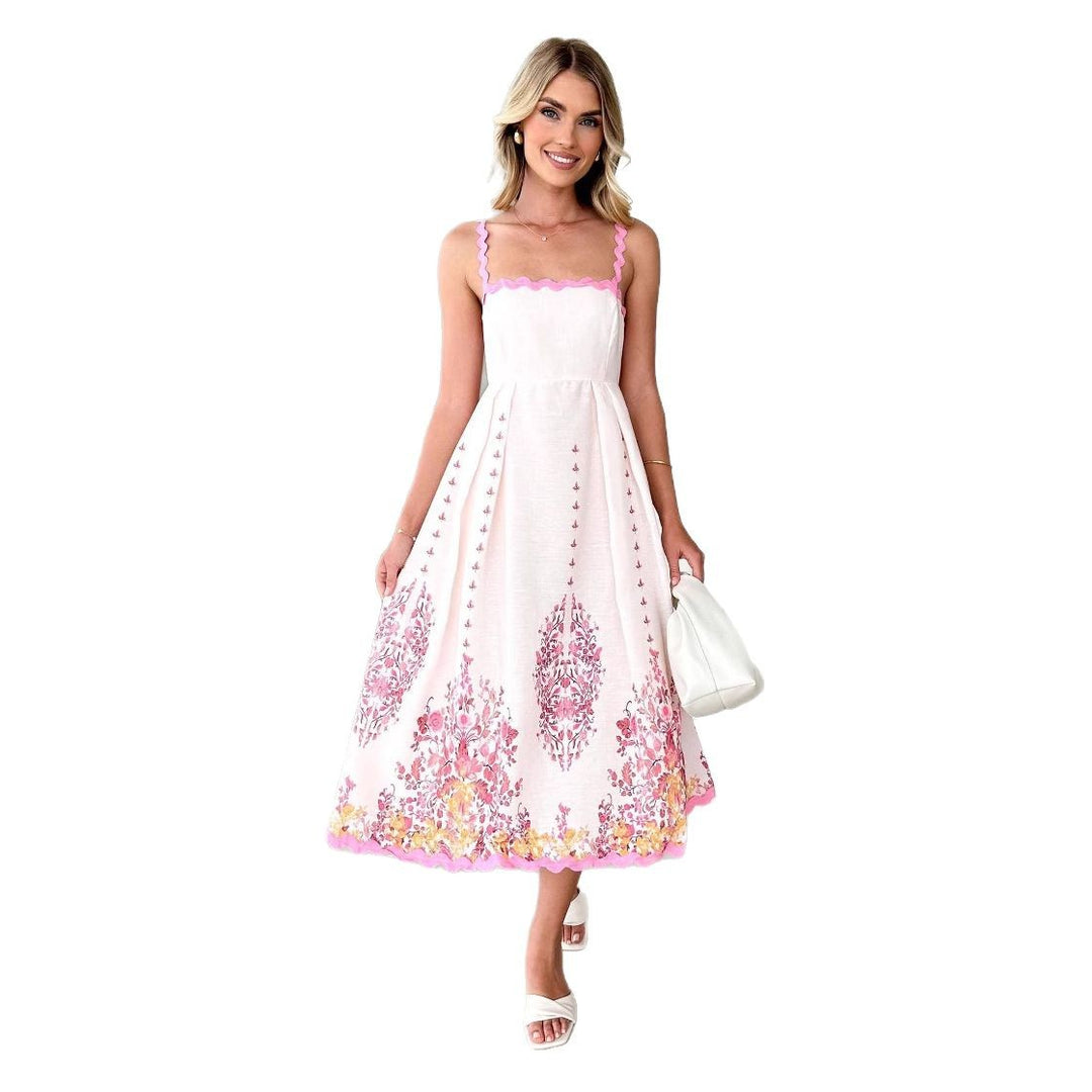 Chic & Stil Women's Summer Maxi Dress with Floral Pattern and Ruffled Hem