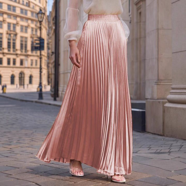 Pleated maxi skirt for women with elastic waist and flowy cut Lune London