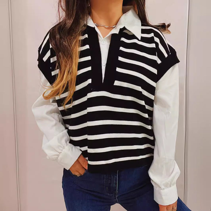 Pull en maille féminin à la mode avec une coupe moderne et des manches bouffantes élégantes Chic & Stil