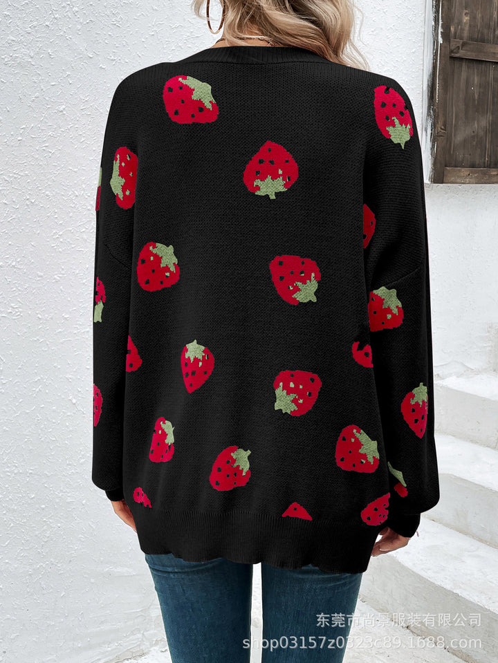 Cardigan pour femmes avec motif fraise Chic & Stil