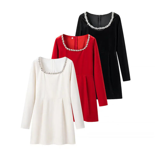 Elegantly cut long-sleeve dress for women with adorned neckline Lune London