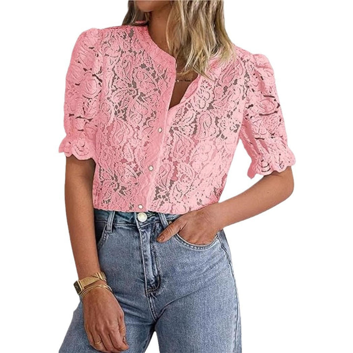 Lune London women's lace overlay blouse