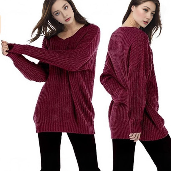 Ladies chunky knit sweater with loose fit Lune London