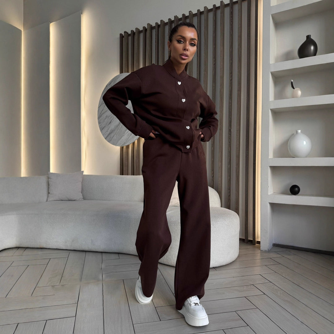 Ladies Elegant and Comfortable Leisure Set with Trendy Button Closure Lune London