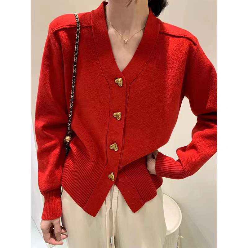 Ladies Elegant Knit Vest with Decorative Button Details and Chic V Neck