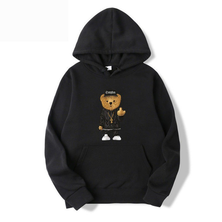 Women’s hoodie with artistic bear design and kangaroo pocket Chic & Stil
