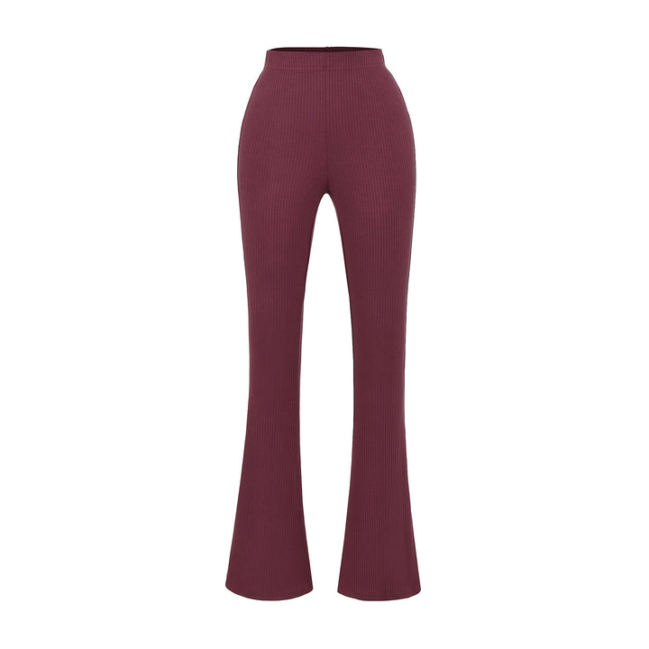 Elegant flared pants for women with a high waist and fine rib design Lune London