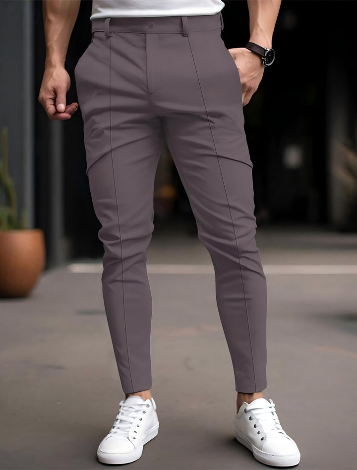 Pantalon chino slim-fit à la mode pour hommes avec taille élastique et poches polyvalentes Lune London