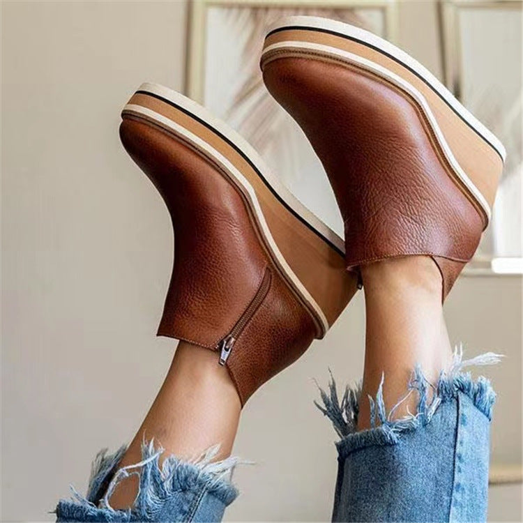 High-quality suede wedge heel boots for women with non-slip sole Lune London
