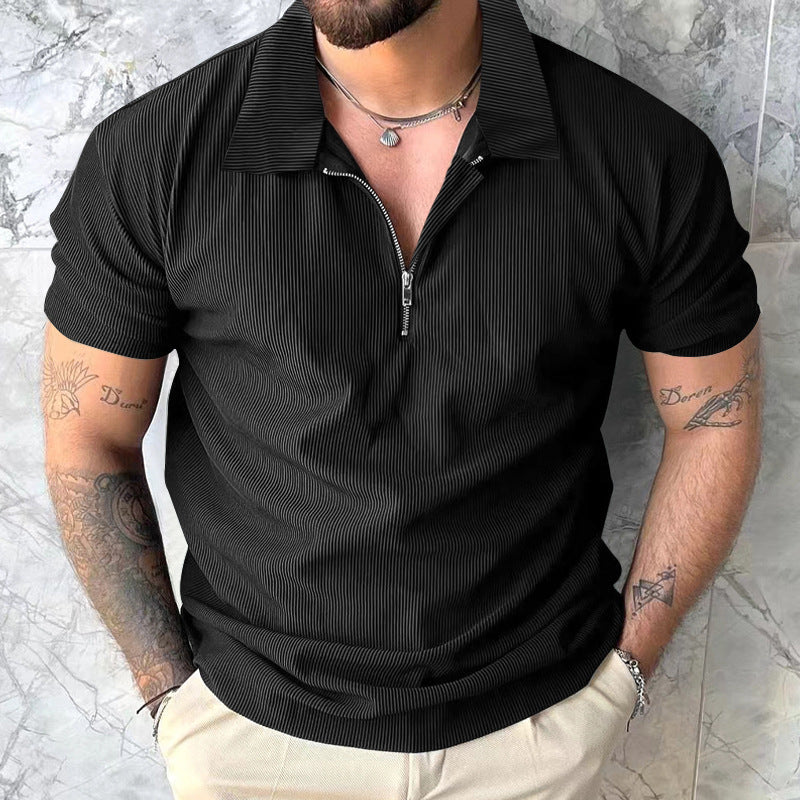 Men's polo T-shirt with modern zip closure and structured design Lune London