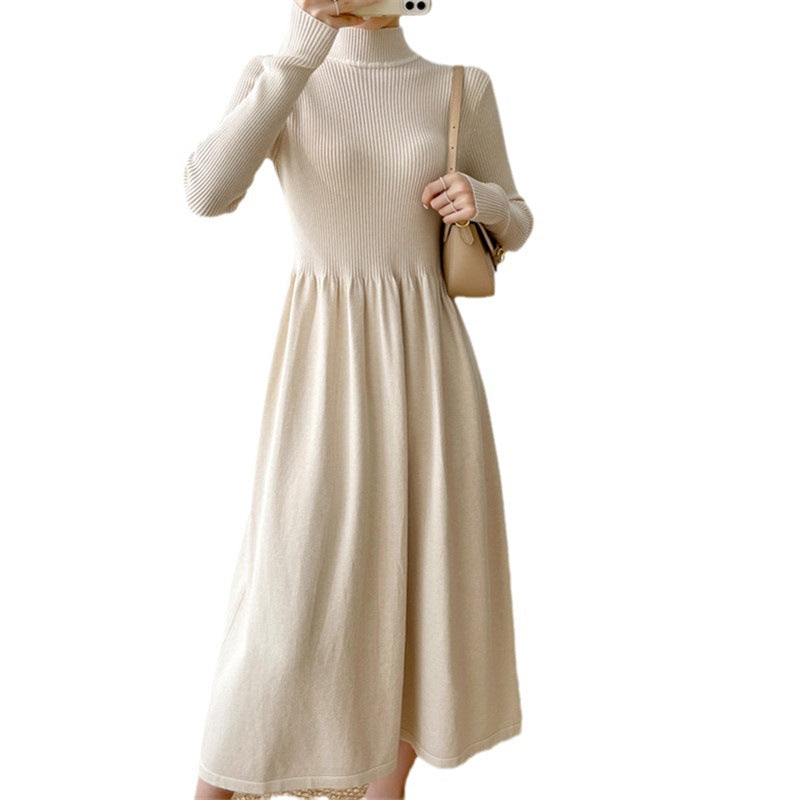 Robe midi élégante pour femmes avec taille élastique et manches longues Chic & Stil