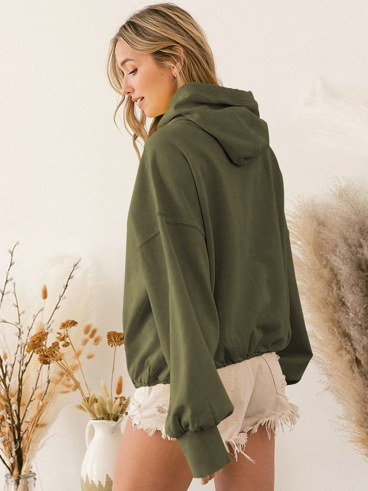 Ladies Zip Hooded Sweatshirt Sporty with Chic Casual Cut and Style