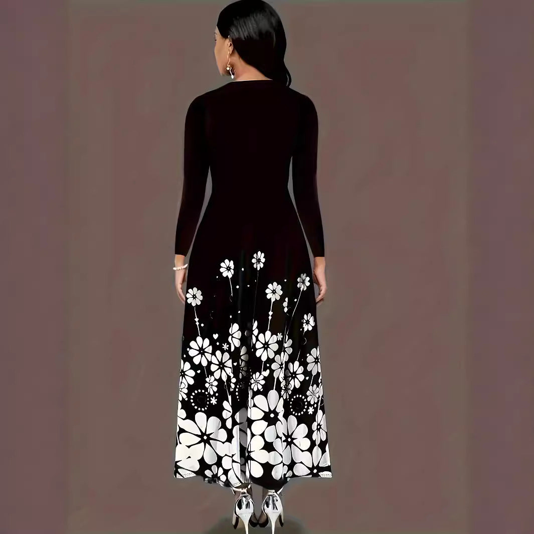 Maxi dress for women with floral design and practical side pockets Lune London