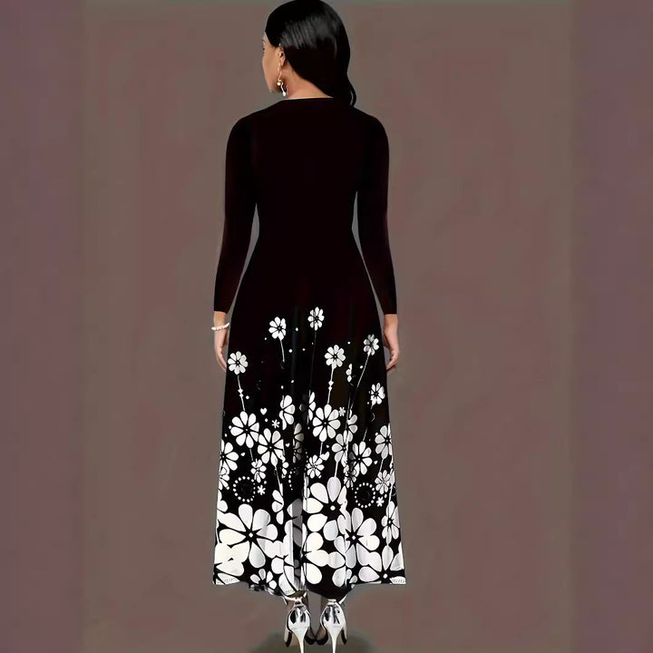 Maxi dress for women with floral design and practical side pockets Lune London