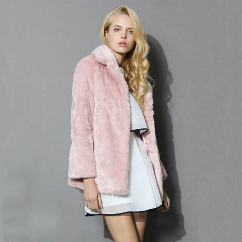 Ladies Soft Faux Fur Jacket with Elegant Lapels Lune London