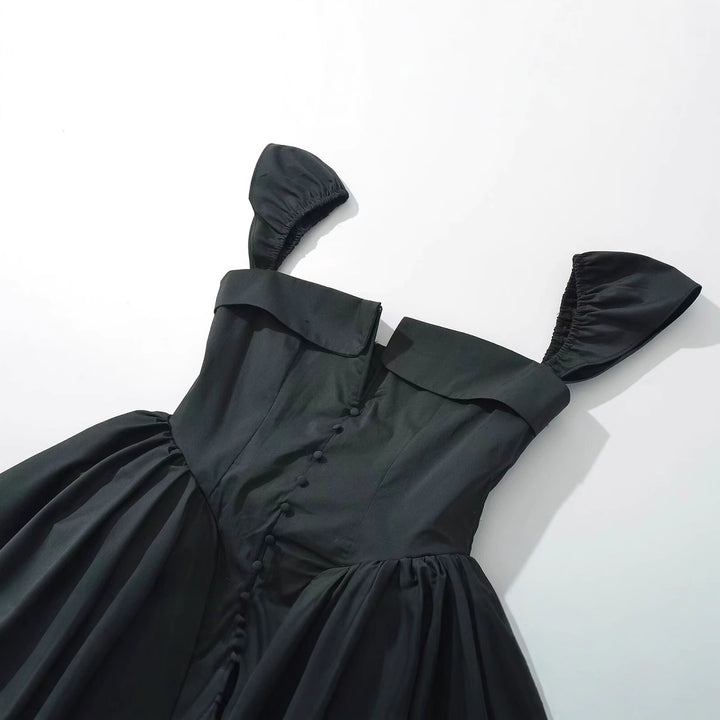 Puff sleeve dress for women with a fitted silhouette and an elegant flounce hem Lune London